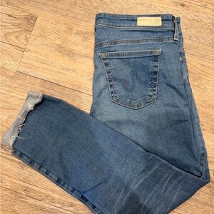 Ag Adriano Goldschmied Cropped Blue Jeans